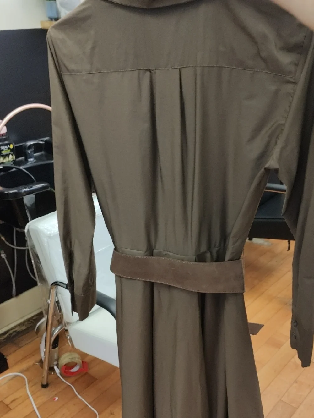 Zara Brown Long-Sleeve Belted Shirt Dress - Picture 9 of 9